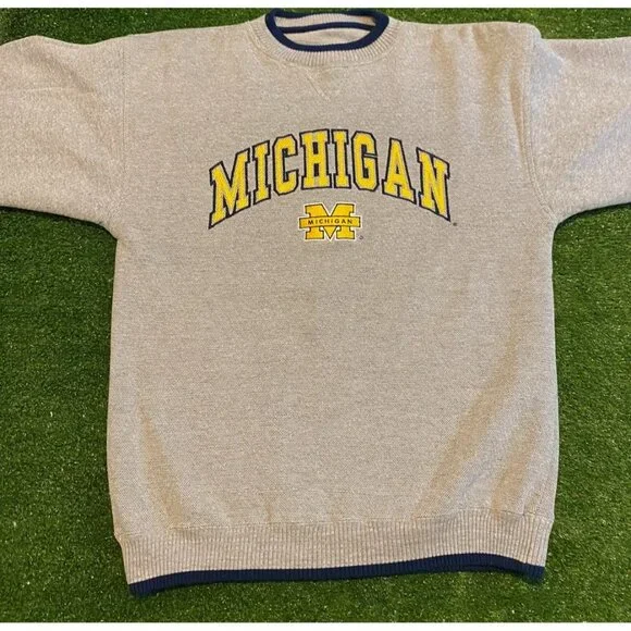 Michigan Wolverines sweatshirt mens medium gray vintage logo athletic 1990s 39 - Picture 2 of 12